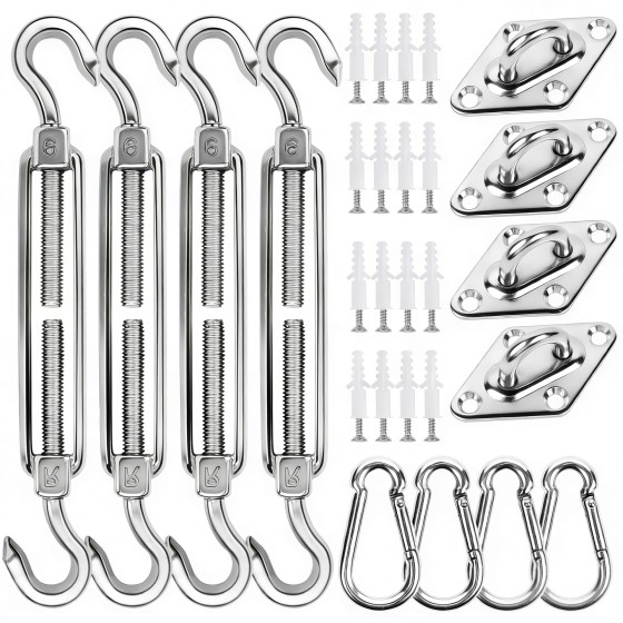 YOFIT 44-Piece Shade Sail Hardware Kit – 6-Inch Outdoor Shade Sail Accessories
