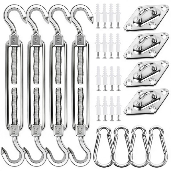 YOFIT 44-Piece Shade Sail Hardware Kit – 6-Inch Outdoor Shade Sail Accessories