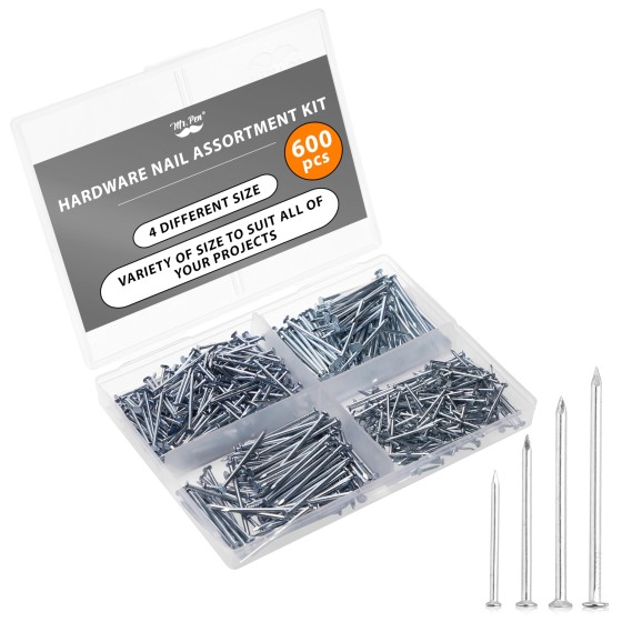 Mr. Pen Picture Hanging Kit – 600 Pieces, 4 Sizes, Silver Picture Hangers