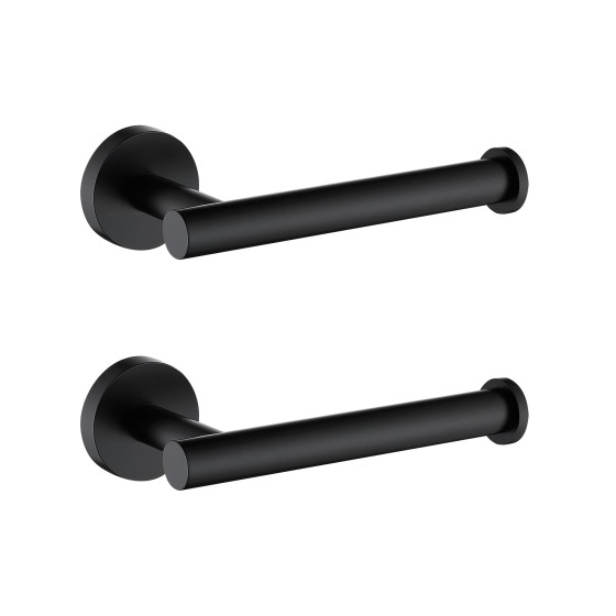 Toilet Paper Holder SUS304 Stainless Steel Round Size Matte Black 2 Pack