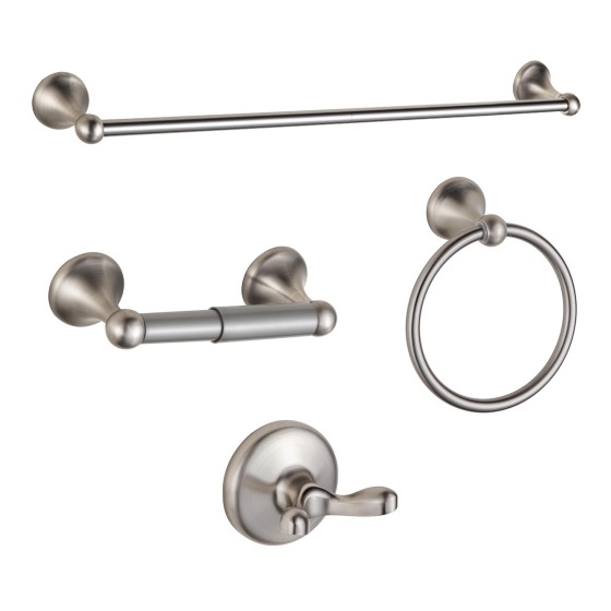Bathroom Accessory Set, Brushed Nickel Adjustable Expandable Towel Bar 4-Piece Bathroom Hardware Set Wall Mounted