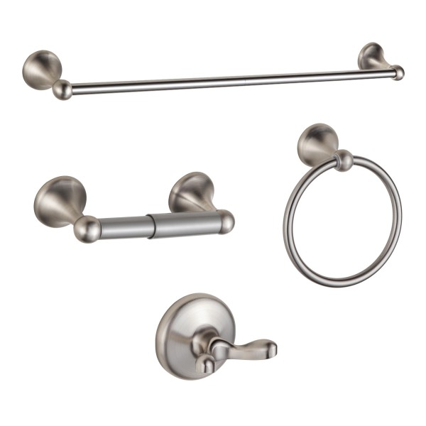 Bathroom Accessory Set, Brushed Nickel Adjustable Expandable Towel Bar 4-Piece Bathroom Hardware Set Wall Mounted