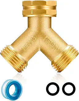 Garden Hose Splitter, Heavy-Duty Brass 2-Way Connector, Garden Faucet Splitter, Outdoor Tap Splitter, Hose and Splitter, Hose Bib Splitter